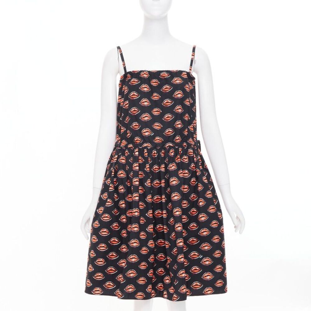 Prada 2016 Lip Print Orange Sun Dress